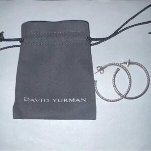 David Yurman Silver-Tone Twisted Cable Hoop Earrings